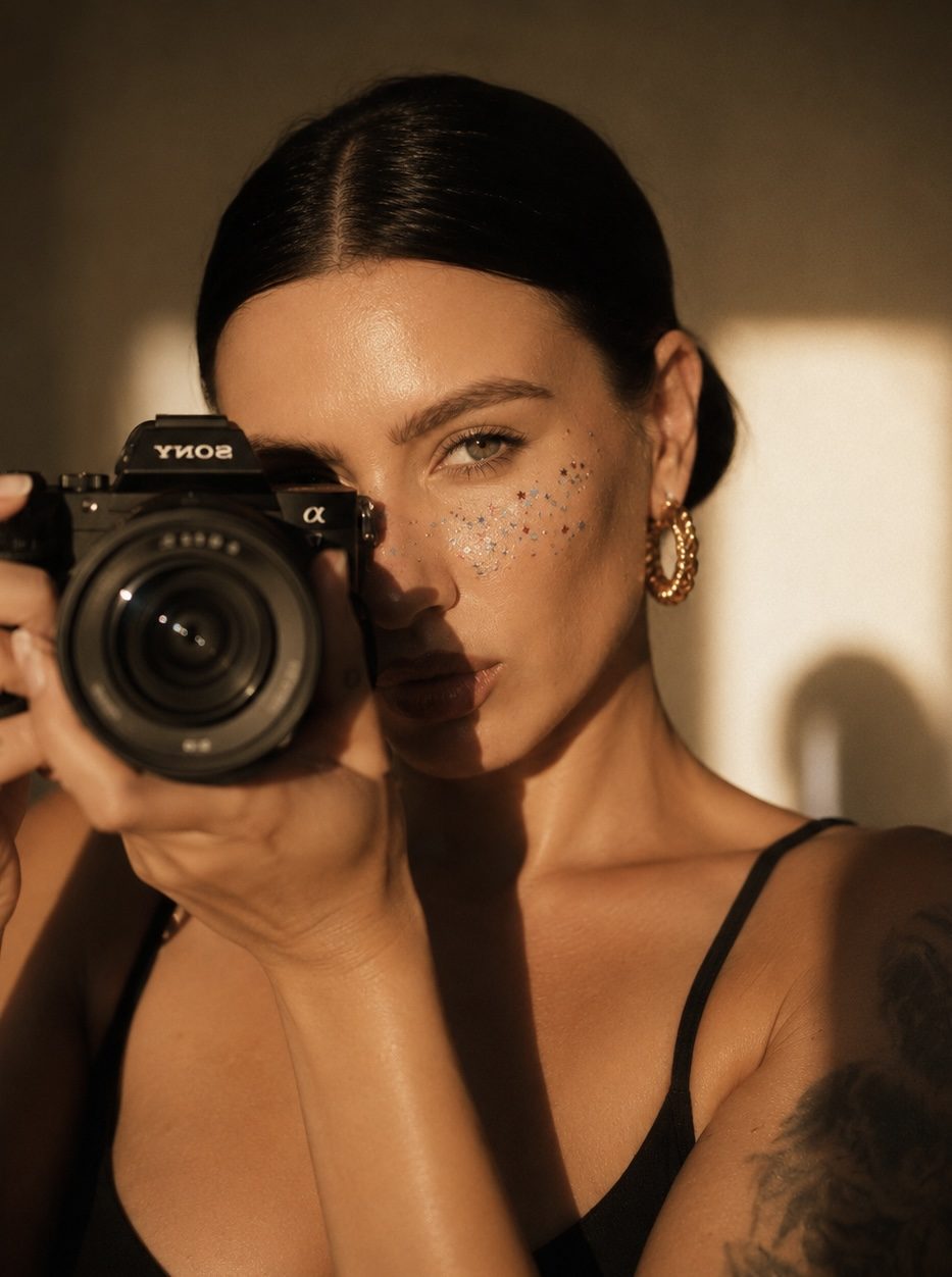 Kseniia behind her camera