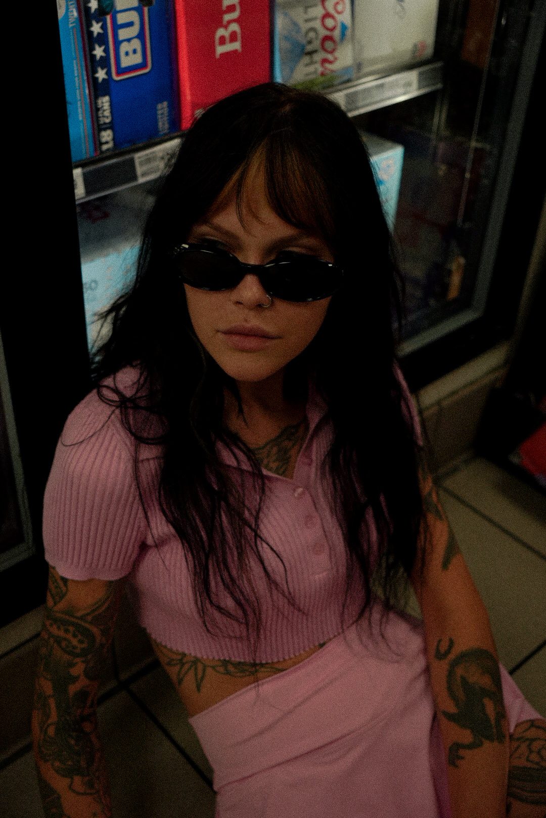 Editorial portrait with sunglasses, warm tones